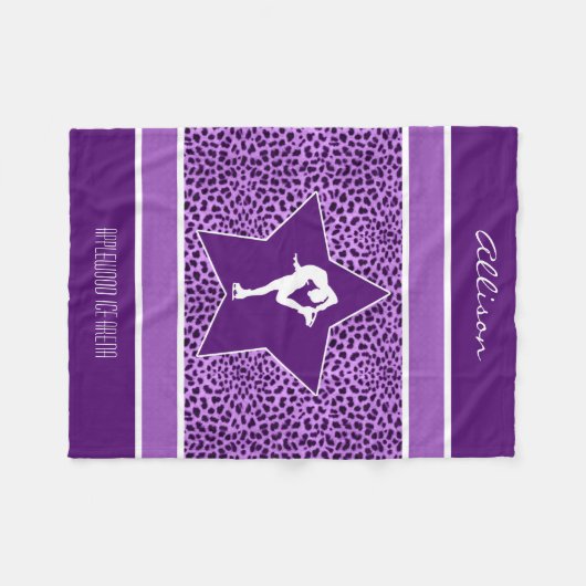 Afbeelding Skater met Paarse Cheetah Print en Mono Fleece Deken (Voorkant (Horizontaal))