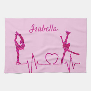 Afbeelding Skater Towel blade, hartslag roze draai Theedoek
