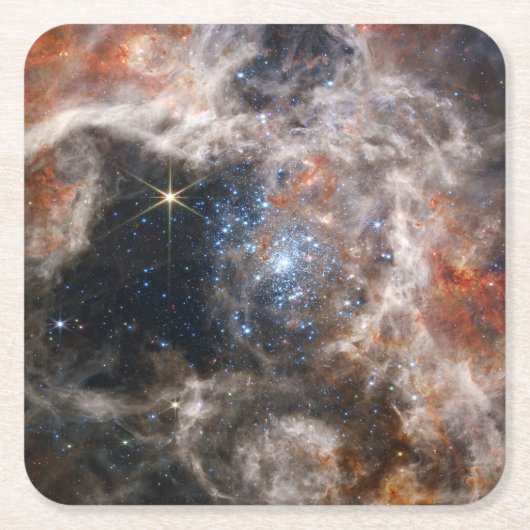 Afbeelding Tarantula Nebula van JWST Vierkante Kartonnen Onderzetter (Voorkant)