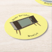 Afbeelding televisie-cartoon ronde kartonnen onderzetter (Gebogen)