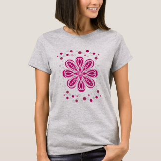 Afbeelding van Abstracte rode en witte bloemen met T-shirt
