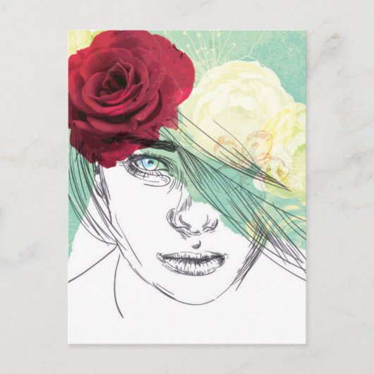 afbeelding van bloemmeisje briefkaart (Voorkant)