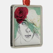  afbeelding van bloemmeisje metalen ornament (Rechts)