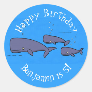 Afbeelding van cartoon die over de ute migreert ronde sticker