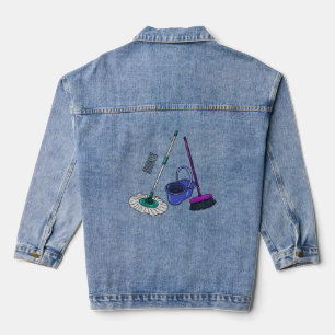 Afbeelding van cartoon in kamer en muis denim jacket