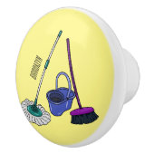 Afbeelding van cartoon in kamer en muis keramische knop (Rechts)