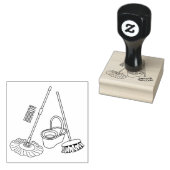 Afbeelding van cartoon in kamer en muis 	rubberstempel (Gestempeld)