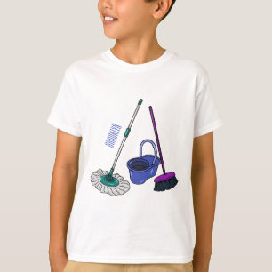 Afbeelding van cartoon in kamer en muis t-shirt