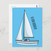 Afbeelding van cartoon per boot briefkaart (Voorkant / Achterkant)