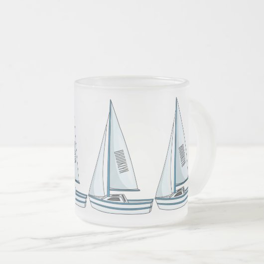 Afbeelding van cartoon per boot matglas koffiemok (Voorkant rechts)