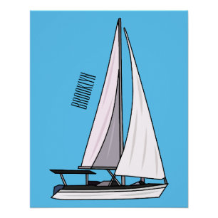 Afbeelding van cartoon per boot perfect poster