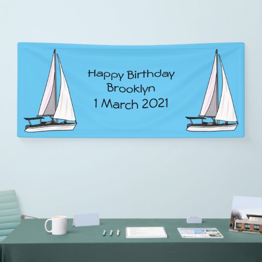 Afbeelding van cartoon per boot spandoek (Beurs)