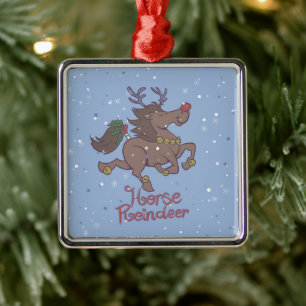 Afbeelding van cartoon van paarden metalen ornament