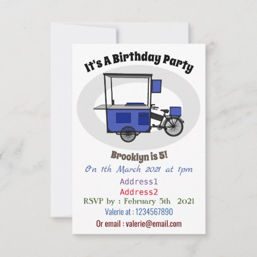 Afbeelding van cartoon van voedselkar kaart (Voorkant)