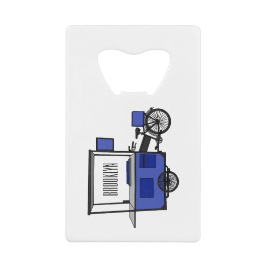 Afbeelding van cartoon van voedselkar kredietkaart flessenopener (Voorkant)