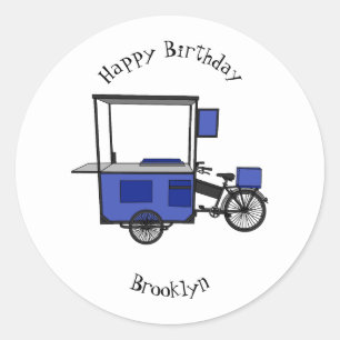 Afbeelding van cartoon van voedselkar ronde sticker