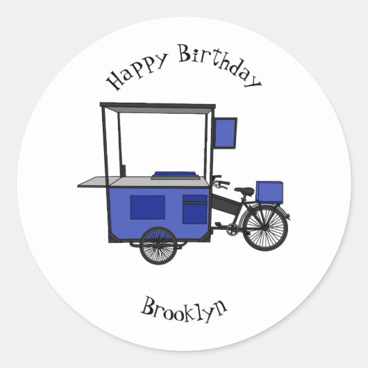 Afbeelding van cartoon van voedselkar ronde sticker (Voorkant)