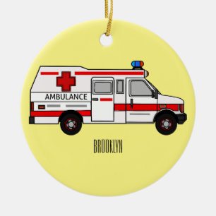 Afbeelding van cartoon voor ambulance keramisch ornament
