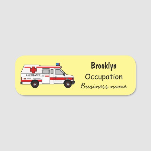 Afbeelding van cartoon voor ambulance naamplaatje (Voorkant)