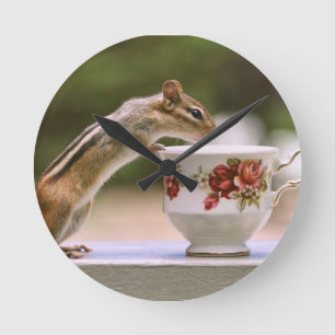 Afbeelding van Chipmunk met China Teacup Ronde Klok