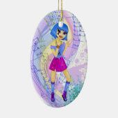 Afbeelding van dansende mode met helder blauw haar keramisch ornament (Rechts)