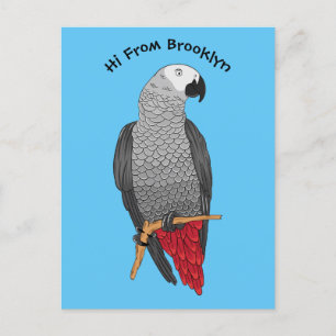 Afbeelding van de Afrikaanse grijze papegaai carto Briefkaart