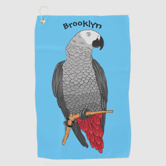 Afbeelding van de Afrikaanse grijze papegaai carto Golfhanddoek