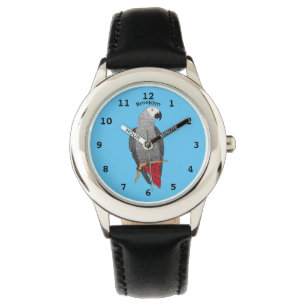 Afbeelding van de Afrikaanse grijze papegaai carto Horloge