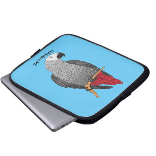 Afbeelding van de Afrikaanse grijze papegaai carto Laptop Sleeve