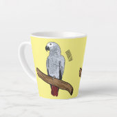 Afbeelding van de Afrikaanse grijze papegaai carto Latte Mok (Linkerhoek)