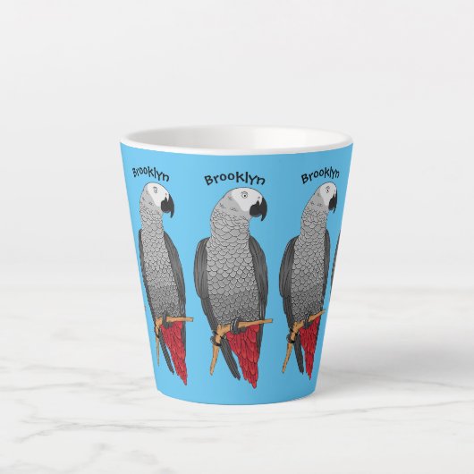 Afbeelding van de Afrikaanse grijze papegaai carto Latte Mok (Voorkant)