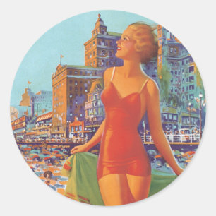  Afbeelding van de Atlantische Oceaan Ronde Sticker