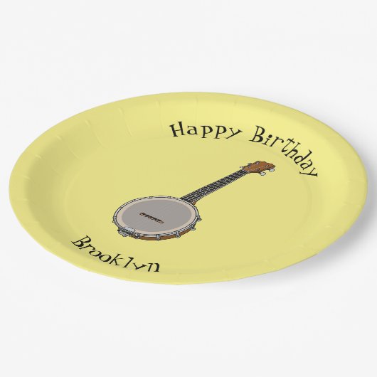 Afbeelding van de Banjo cartoon Papieren Bordje (Gekanteld)