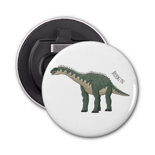 Afbeelding van de Barapasaurus-cartoon Button Flesopener (Voorkant)