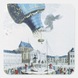 Afbeelding van de broers van de Montgolfier-luchtb Vierkante Sticker
