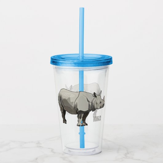 Afbeelding van de cartoon Javan rhinoceros Acryl Drinkbeker (Voorkant)