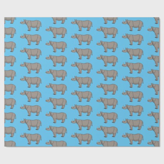 Afbeelding van de cartoon Javan rhinoceros Cadeaupapier (Vlak)