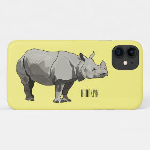 Afbeelding van de cartoon Javan rhinoceros iPhone 11 Hoesje