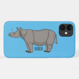 Afbeelding van de cartoon Javan rhinoceros iPhone 11 Hoesje