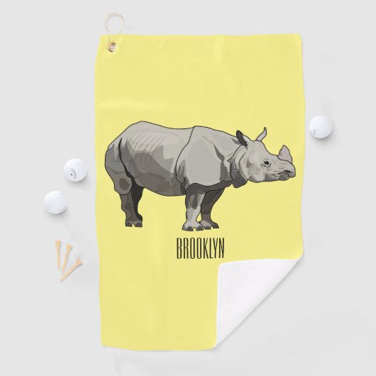 Afbeelding van de cartoon Javan rhinoceros Golfhanddoek (Insitu)