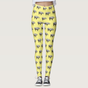 Afbeelding van de cartoon Javan rhinoceros Leggings