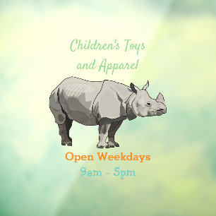 Afbeelding van de cartoon Javan rhinoceros Raamsticker