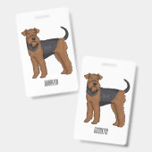 Afbeelding van de cartoon van Airedale doodsbange Badge (Front & Back)