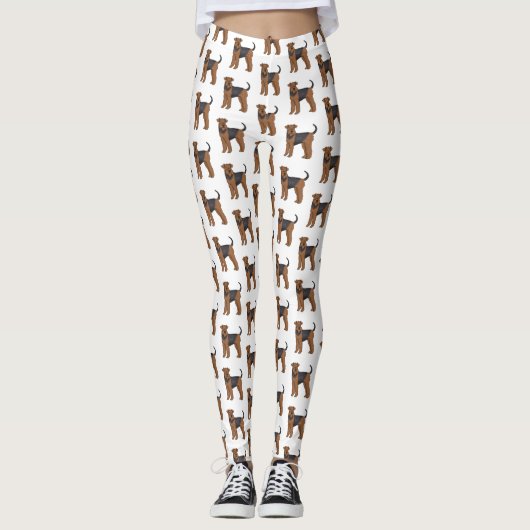 Afbeelding van de cartoon van Airedale doodsbange  Leggings (Voorkant)