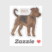 Afbeelding van de cartoon van Airedale doodsbange Sticker (Vel)