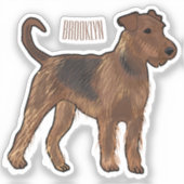 Afbeelding van de cartoon van Airedale doodsbange Sticker (Voorkant)