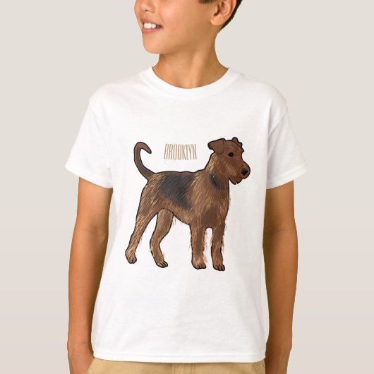 Afbeelding van de cartoon van Airedale doodsbange T-shirt (Voorkant)