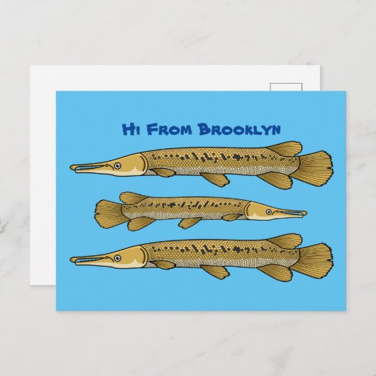 Afbeelding van de cartoon van Alligator garfish Briefkaart (Voorkant / Achterkant)