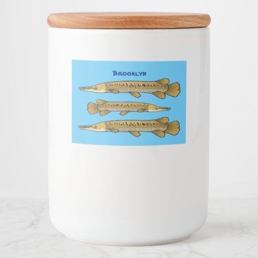 Afbeelding van de cartoon van Alligator garfish Voedselcontainer Etiket (Voorkant)