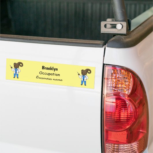 Afbeelding van de cartoon van Bighorn-schaap Bumpersticker (Op Truck)